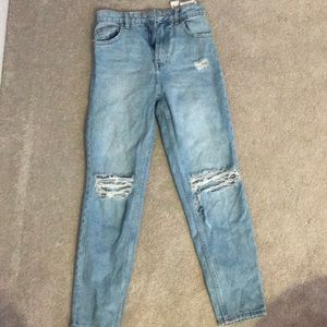Ripped blue Mom jeans